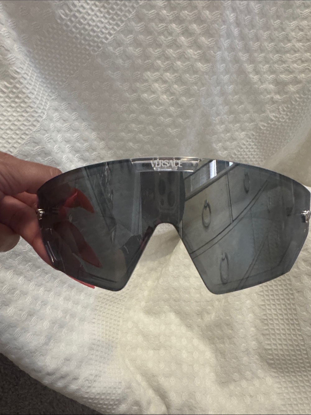 Versace Shield Sunglasses in Smoke Gray